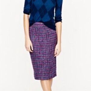J. Crew Wool Blend Purple Tweed No 2 Pencil Skirt (2)